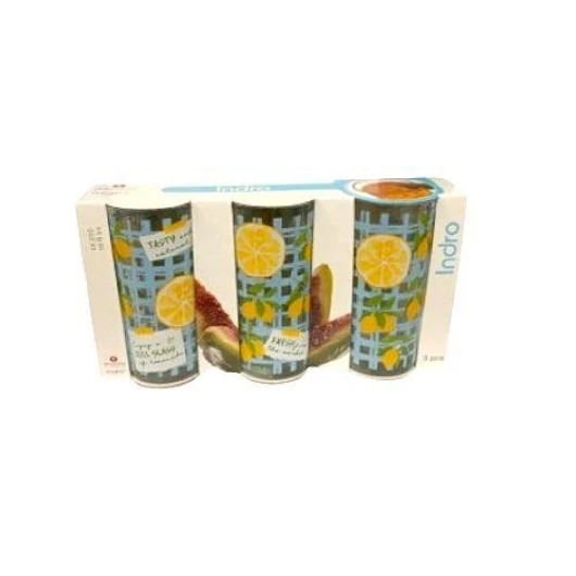 Üdítős pohár citrom mintával magas 2,5 dl 3db-os