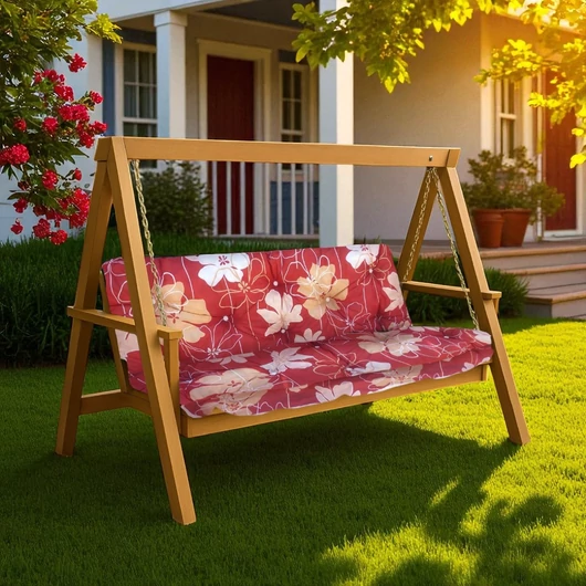 Hintaágy párna 180 cm 2 részes rózsavörös vanília virágos mintával