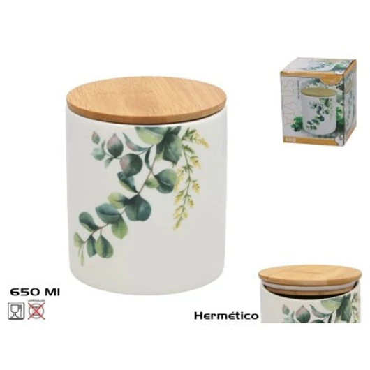 FŰSZERTARTÓ KERÁMIA BAMBUSZ FEDŐVEL 650ML