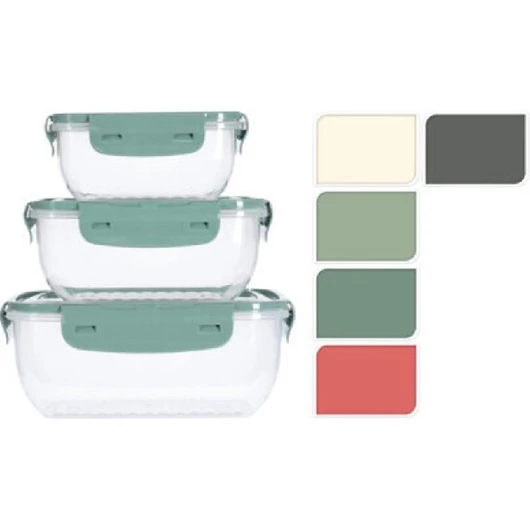 TÁROLÓDOBOZ 3DB-OS 400ML 800ML 1400ML 5 FÉLE SZÍN