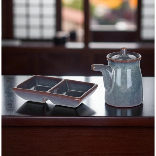 Sushi kínáló tál készlet – 2 részes porcelán szett szószhoz és falatokhoz