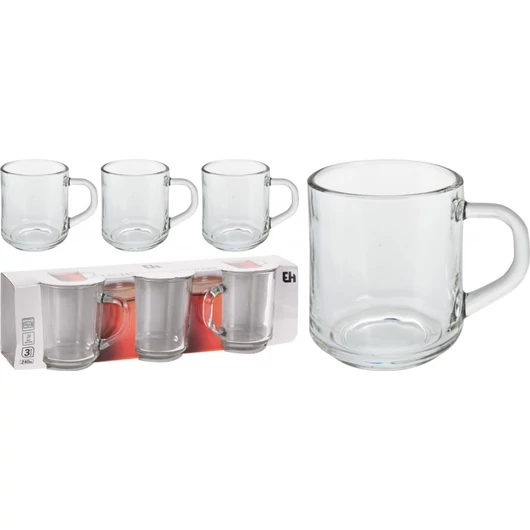 3 részes füles pohár szett (2,4 dl-es)