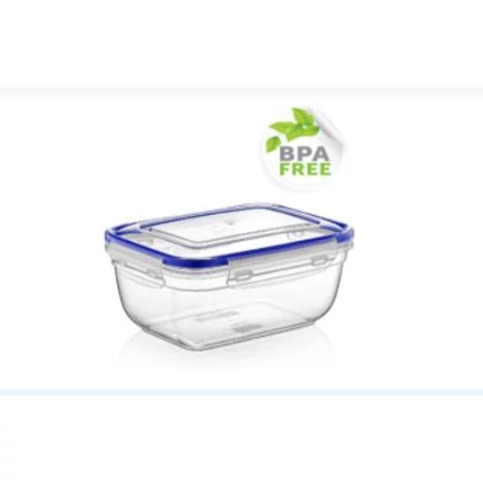 Átlátszó szögletes tároló doboz, patentzáras tetővel (1,4 L-es)