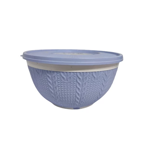 Tál kerek fedővel, kötött mintával 2,5L kék (V)