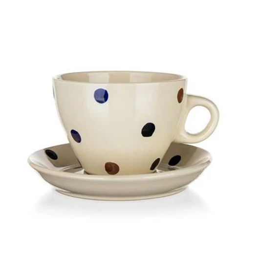 Dots kerámia csésze alátéttel bézs pöttyös mintával (290 ml-es)