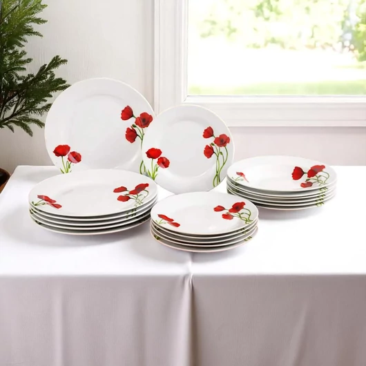 18 db-os Poppy Kerámia tányér szett