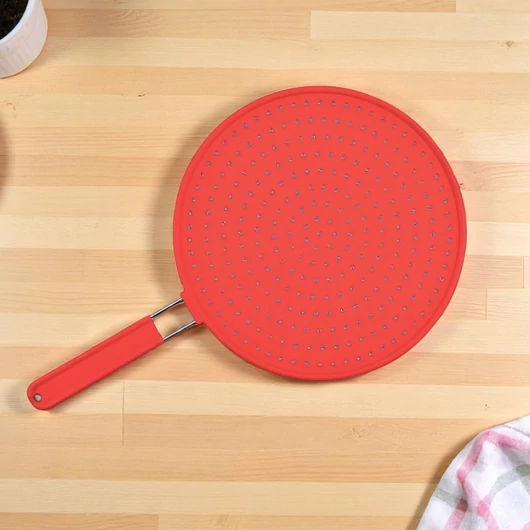 Perfect Home piros fröccsenésgátló és zsírfogó szilikon (28 cm-es)