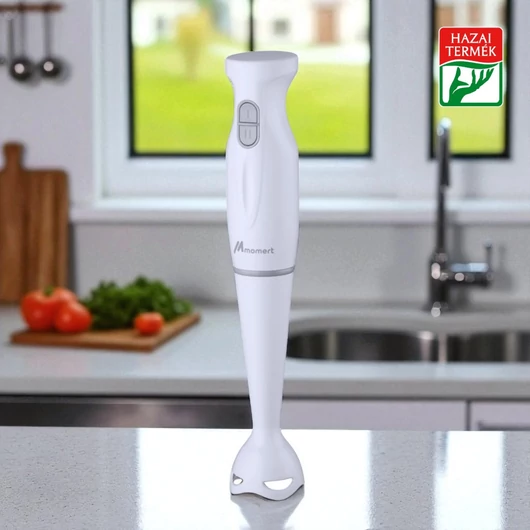 Momert 2221 botmixer 600 W – rozsdamentes pengékkel, 2 sebességfokozat, fehér