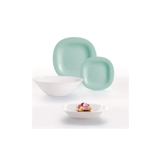 ARC CARINE fehér-türkiz étkészlet (19 db-os)