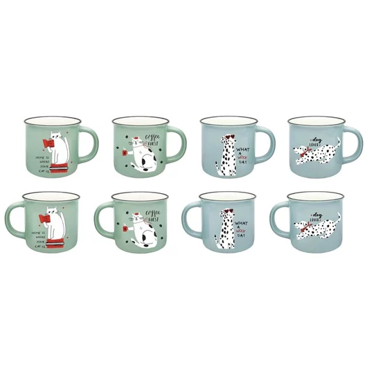 bögre (kék-zöld kutya cica) dekor 37 cl