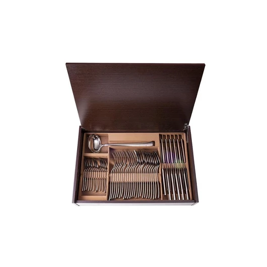 TIME rozsdamentes evőeszköz készlet 49r. 3 mm fa dobozos