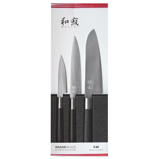 KAI Wasabi Black 3 darabos kés készlet (6710P + 6715U + 6716S) (67S-310)