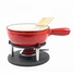 Kép 1/4 - Piros zománcozott öntöttvas Fondue szett, 1,8L (edény+állvány+6 villa+égő)