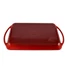 Kép 2/4 - Piros zománcozott öntöttvas grill tepsi 33x21,5x3,2cm