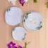 Kép 3/4 - 19 részes szögletes opál étkészlet (fehér orchidea mintával)